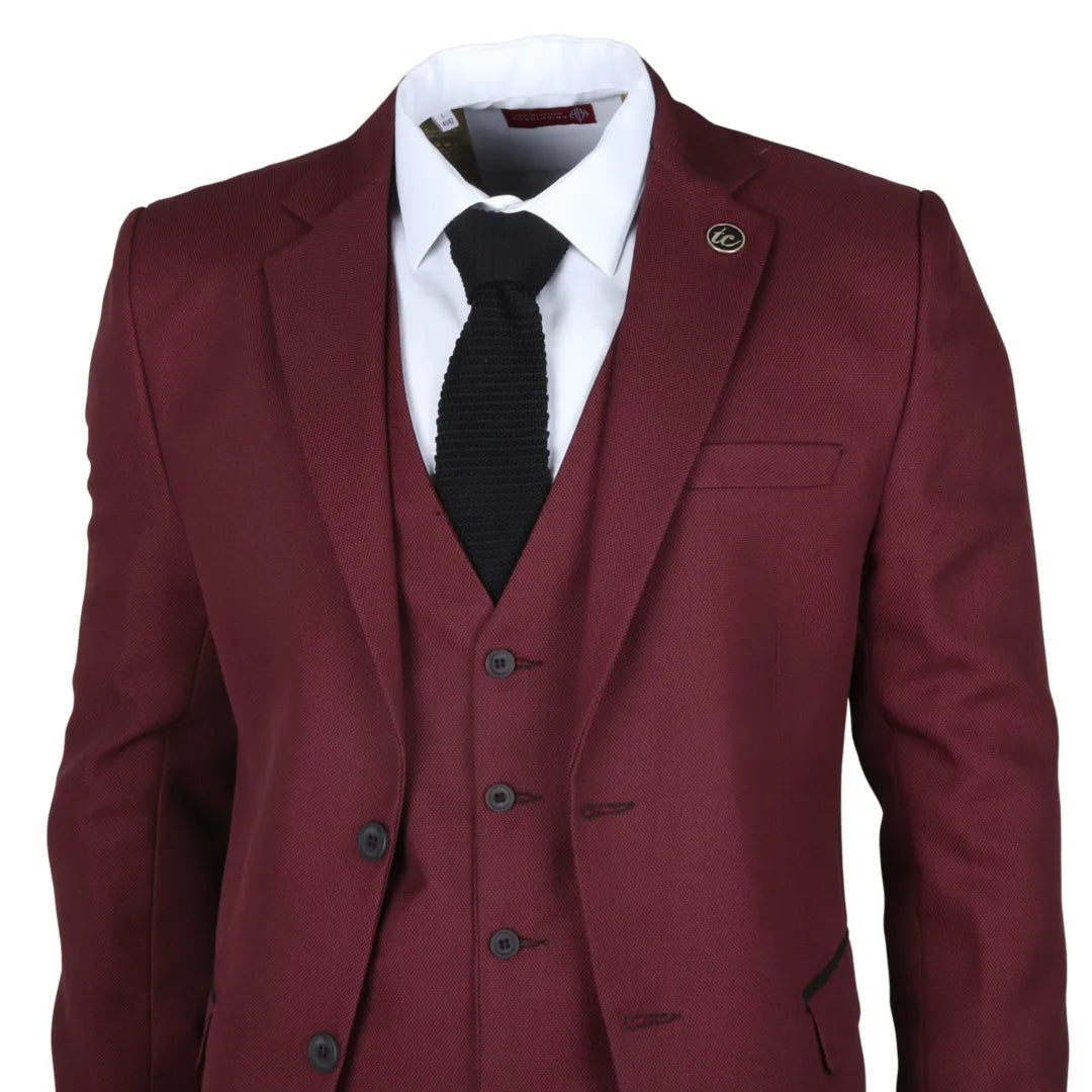 IM09 - Men's 3 Piece Burgundy Classic Suit