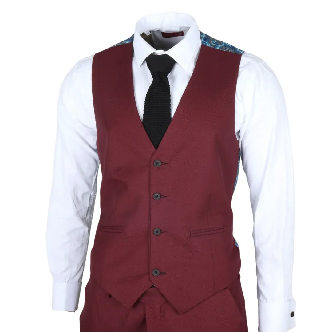 IM09 - Men's 3 Piece Burgundy Classic Suit