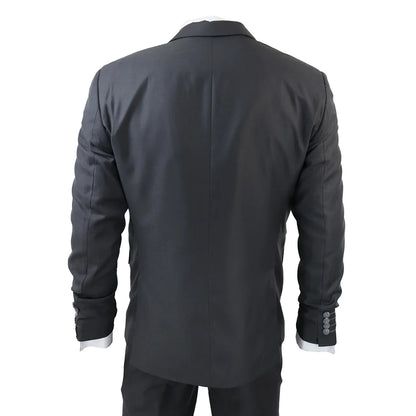 IM1 Men's Classic Plain Charcoal 3 Piece Suit