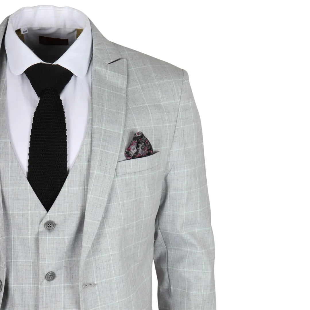 IM3 - Men's Grey Checked Tailored Fit Suit