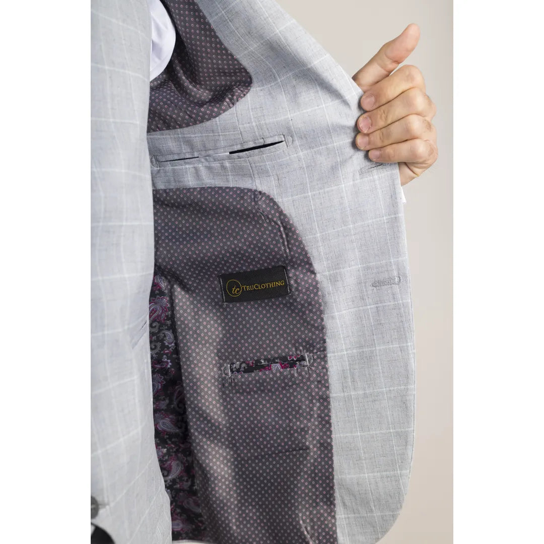 IM3 - Men's Grey Checked Tailored Fit Suit