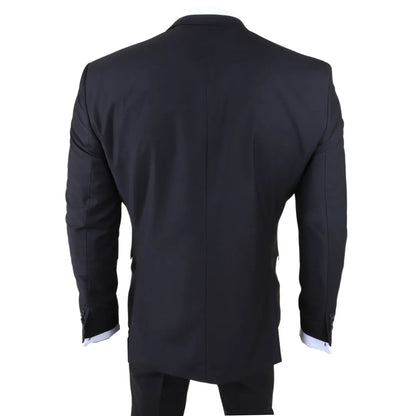 IM30 - Men's Black 3 Piece Stitch Lapel Formal Suit