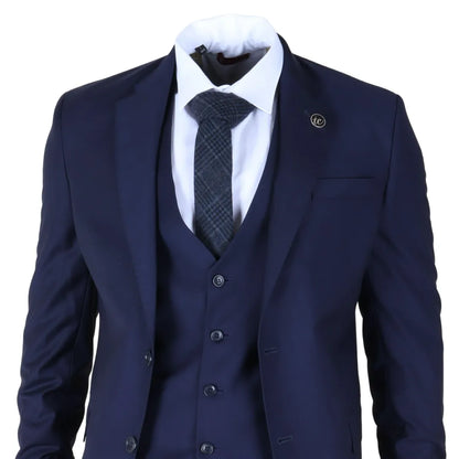 IM30 - Men's Navy 3 Piece Stitch Lapel Formal Suit