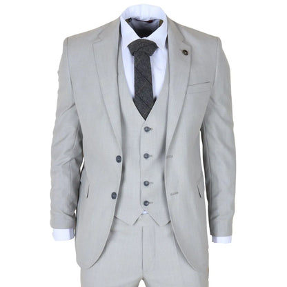 IM31 - Men's Grey 3 Piece Prince Of Wales Check Suit