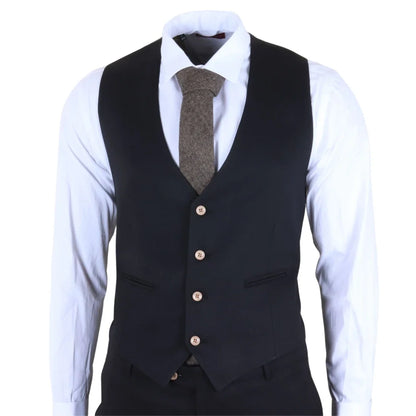 IM32 - Men's Black 3 Piece Tailored Fit Suit