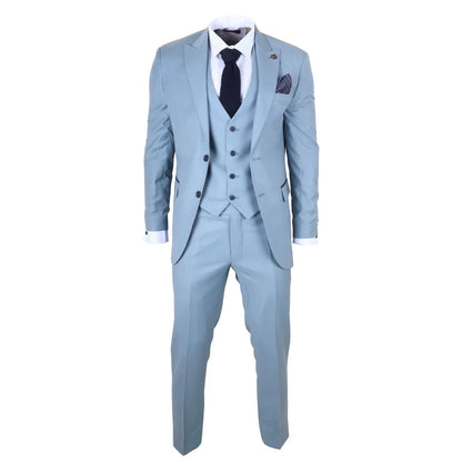 IM32 - Men's Plain Turquoise Blue 3 Piece Suit