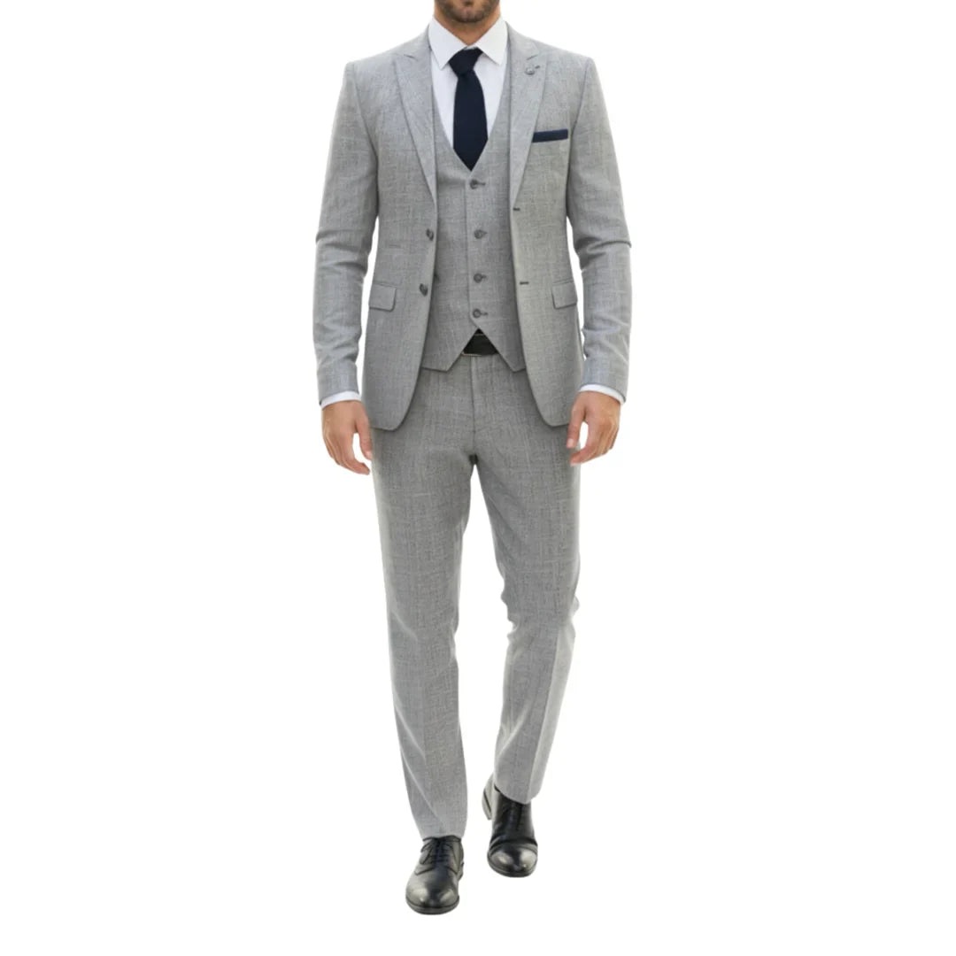 IM33 - Men's 3 Piece Grey Tailored Fit Suit