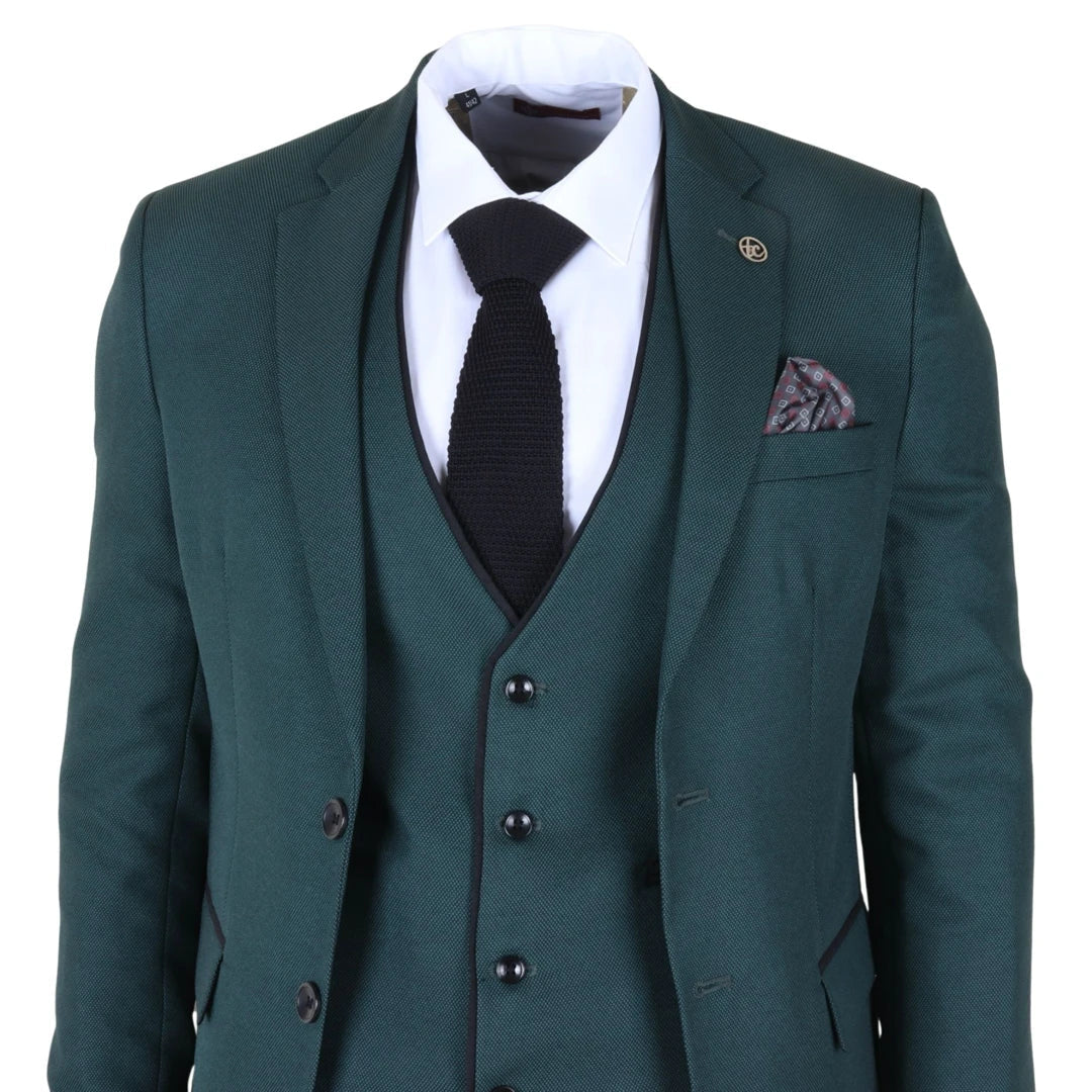 IM46 - Men's 3 Piece Green Tailored Fit Suit