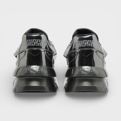 Odissea Leather Low-top Trainers In Gunmetal