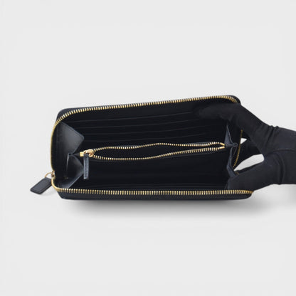 Zip Around Wallet Leather Black