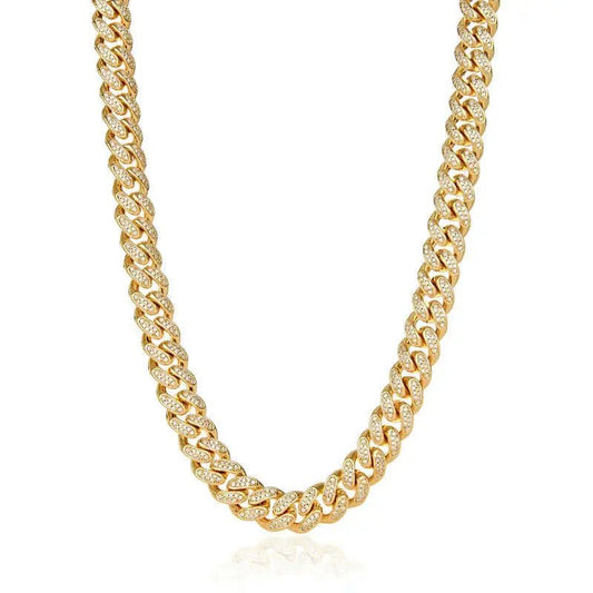 12mm Iced Miami Cuban Link Necklace - Gold