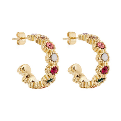 Baroque Bejewelled Gold Hoops