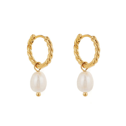 Gold Rope and Pearl Hoops