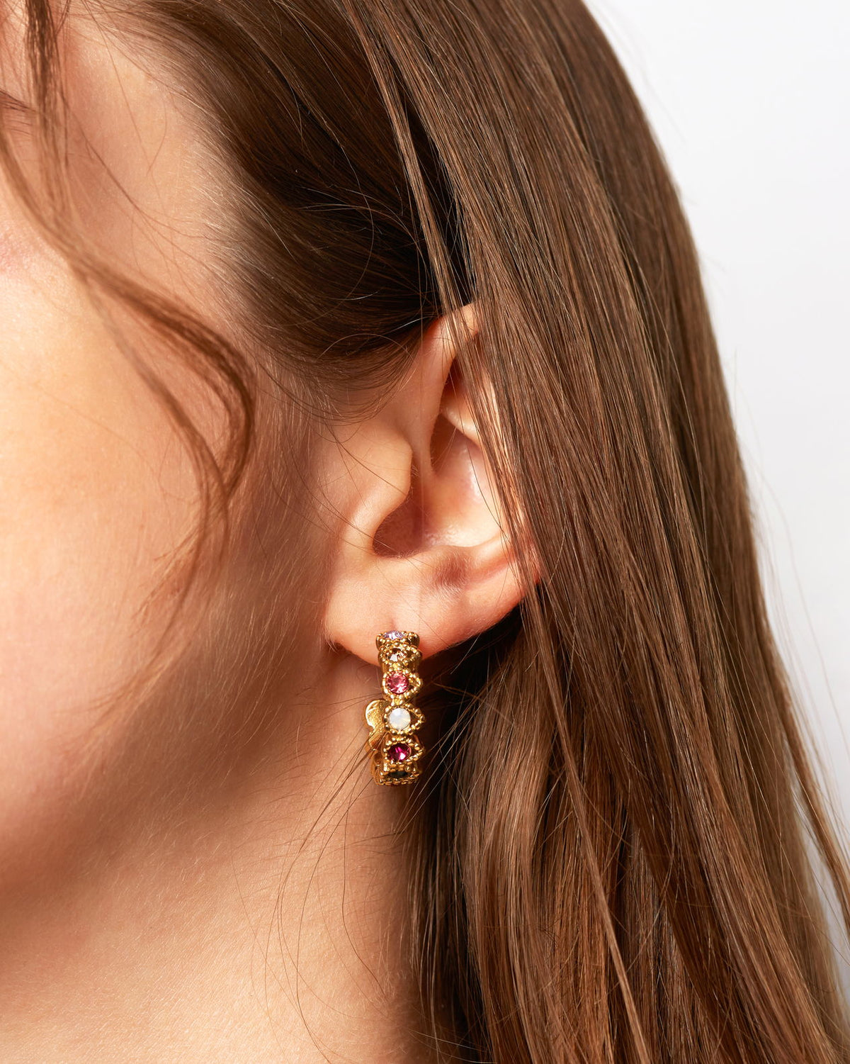 Baroque Bejewelled Gold Hoops