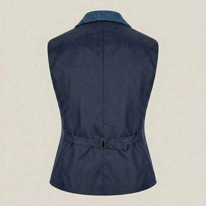 IMW-01 - Women's Blue Tweed Herringbone Blazer Waistcoat