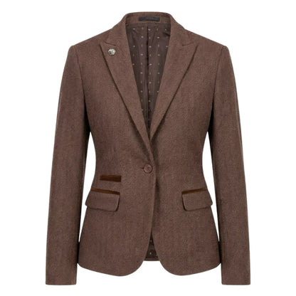 IMW-02 - Women's Oak Tweed Herringbone Blazer Waistcoat