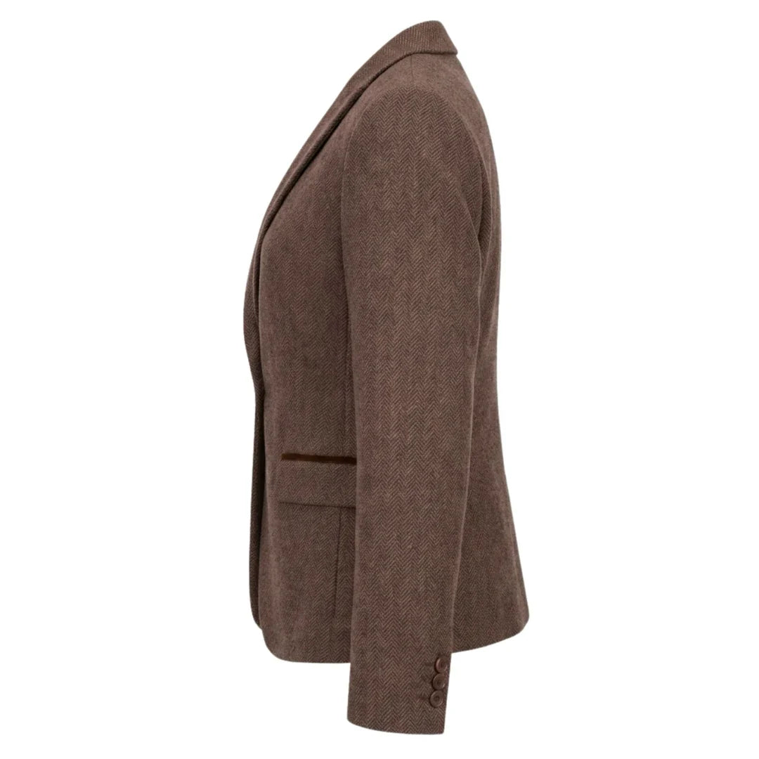 IMW-02 - Women's Oak Tweed Herringbone Blazer Waistcoat