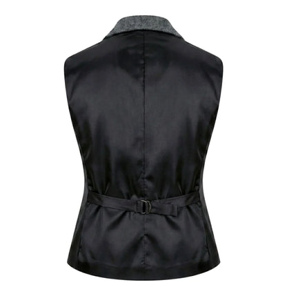 IMW-03 - Women's Grey Tweed Herringbone Blazer Waistcoat