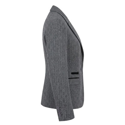 IMW-03 - Women's Grey Tweed Herringbone Blazer Waistcoat
