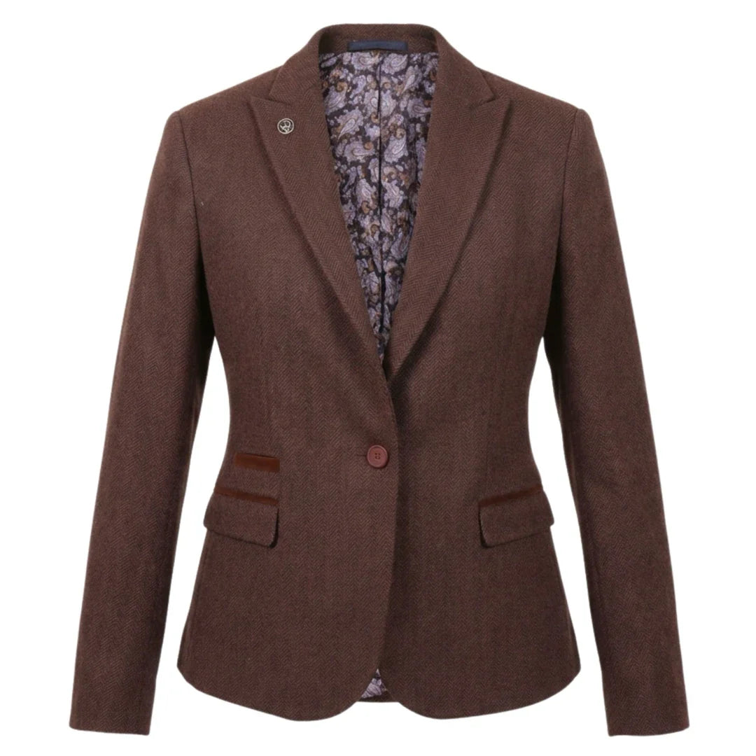 IMW-04 - Women's Brown Tweed Herringbone Blazer Waistcoat