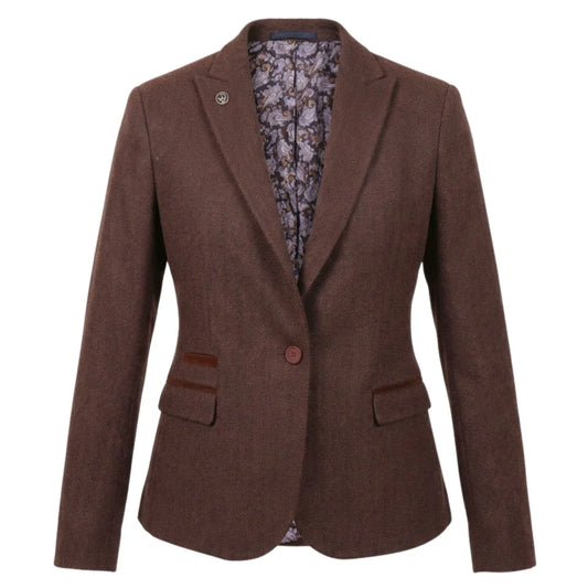 IMW-04 - Women's Brown Tweed Herringbone Blazer Waistcoat
