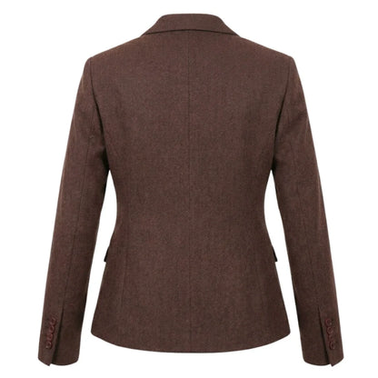 IMW-04 - Women's Brown Tweed Herringbone Blazer Waistcoat