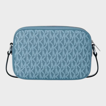 Jet Set Small Signature Logo Camera Crossbody Bag Denim Blue