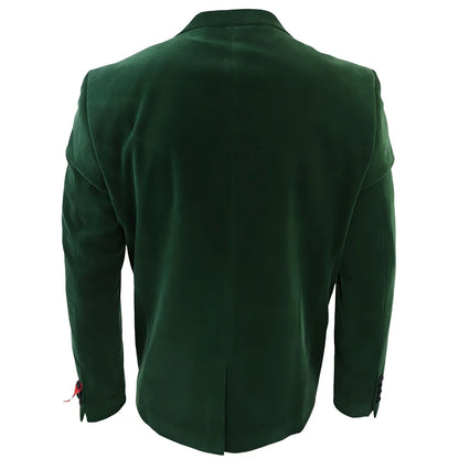 Men's Green Velvet Tux Blazer Satin Lapels Dinner Wedding Prom Black Tie