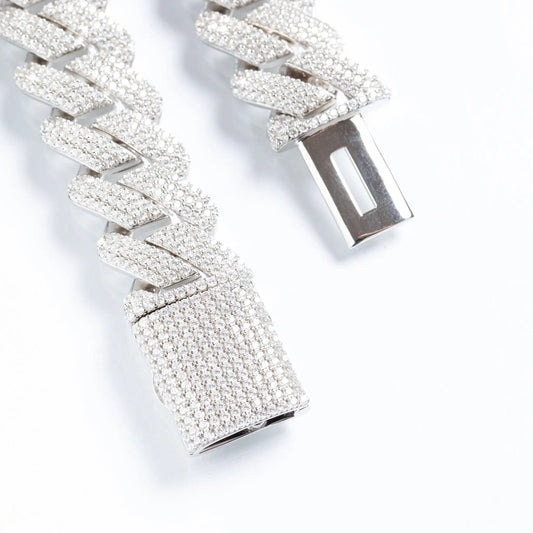 19mm Iced Prong Cuban Link Chain + Bracelet - Silver