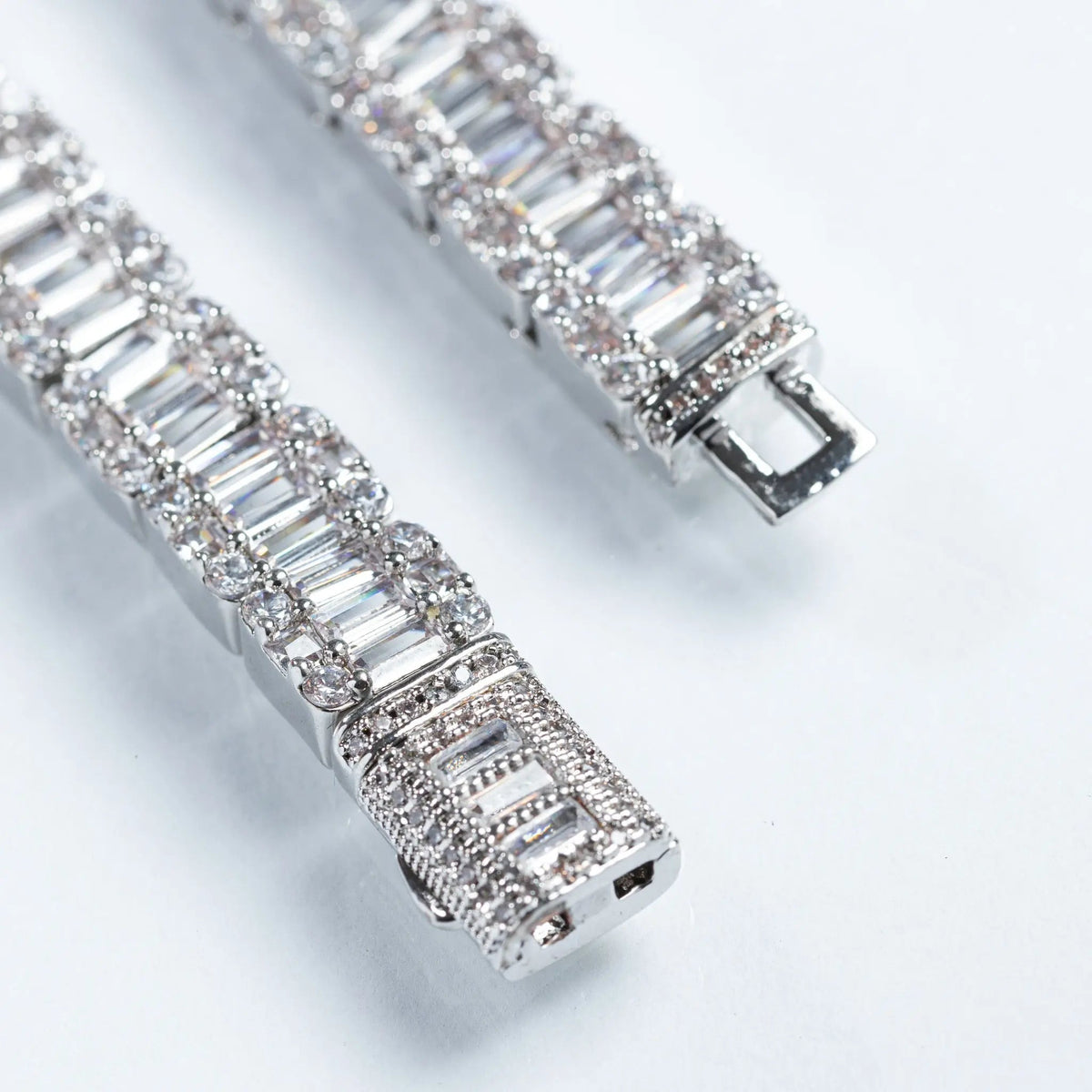 8mm Baguette Tennis Bracelet - White Gold