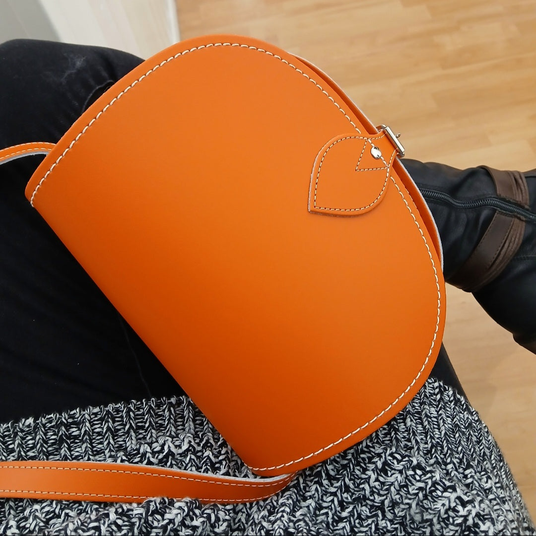Handmade Leather Saddle Bag - Orange
