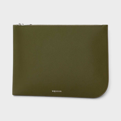 Large Sling Pouch Silver Olive Green