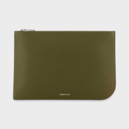 Large Sling Pouch Silver Olive Green