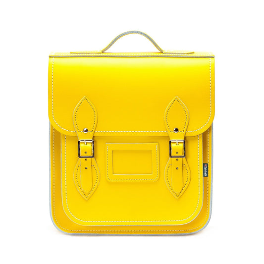 Handmade Leather City Backpack - Pastel Daffodil Yellow
