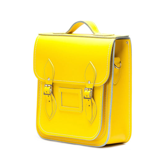 Handmade Leather City Backpack - Pastel Daffodil Yellow