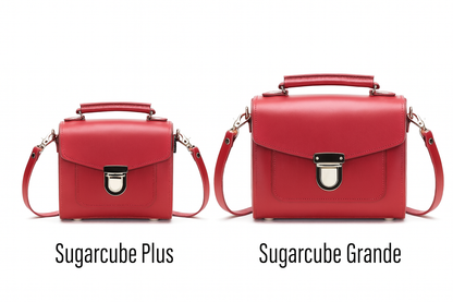 Handmade Leather Sugarcube Handbag - Red