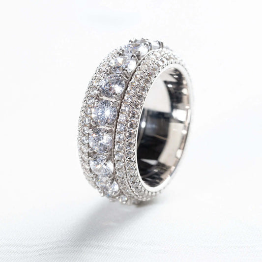 Iced Spinning Ring - Silver