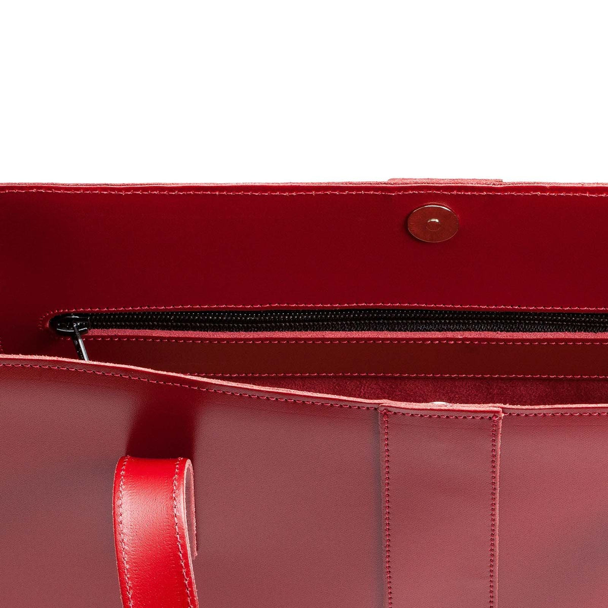 Handmade Leather Shopper - Red