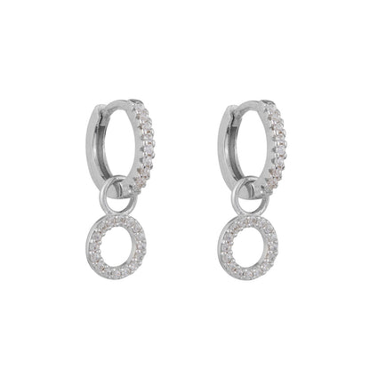 Circle Drop Hoop Huggies: Silver