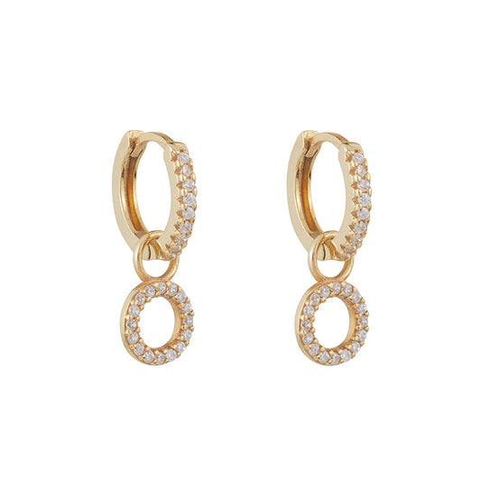 Circle Drop Hoop Huggies: Gold