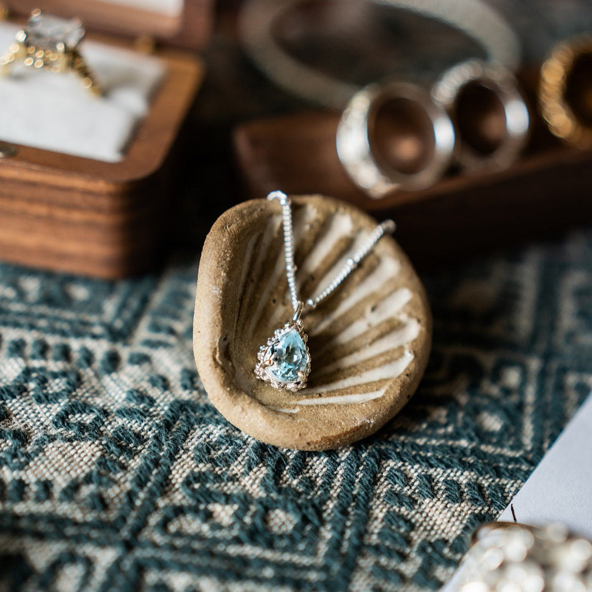 Silver Blue Topaz Necklace - Aurelia
