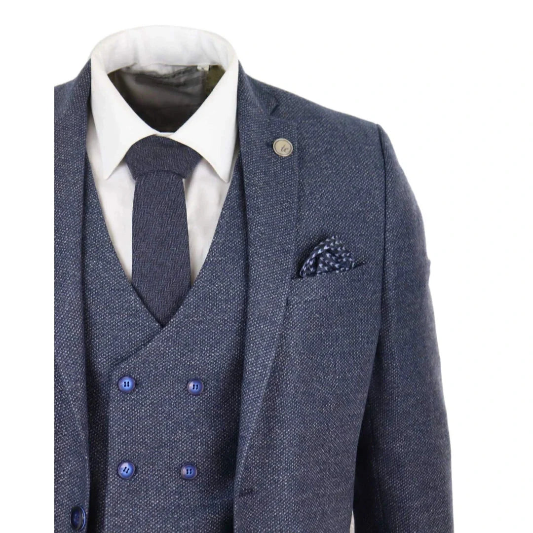 STZ30 - Men's Wool 3 Piece Suit Double Breasted Waistcoat Tweed 1920s
