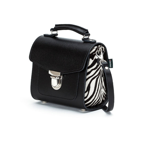 Handmade Leather Sugarcube Handbag - Zebra