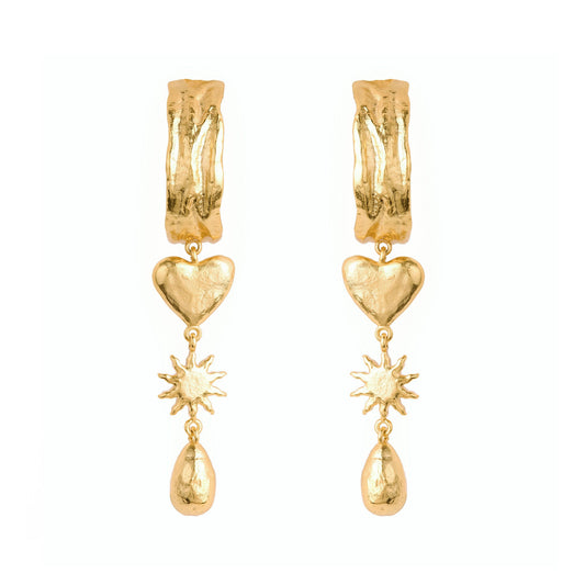 Sun, Rain and Hearts Drop Earrings