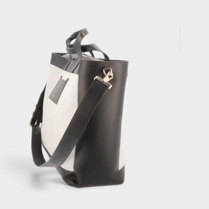 Two Way Ormond Canvas Leather Bag Beige Black