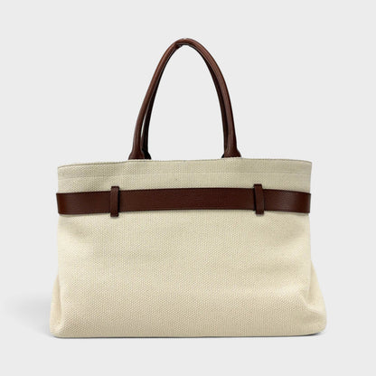 Medusa Head Large Canvas Belt Tote Bag Beige