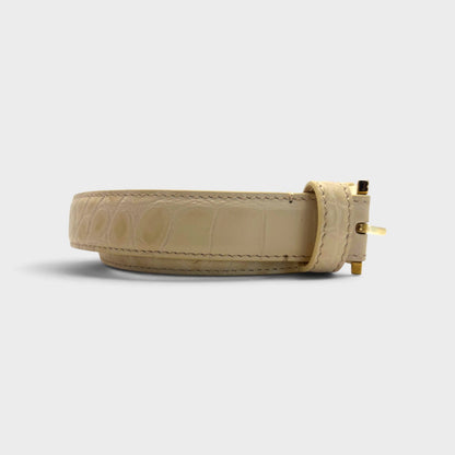 Double Medusa Belt Embossed Croc Belt Beige