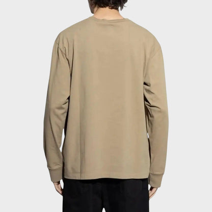 Long Sleeve Loose Fit Logo Tee Beige