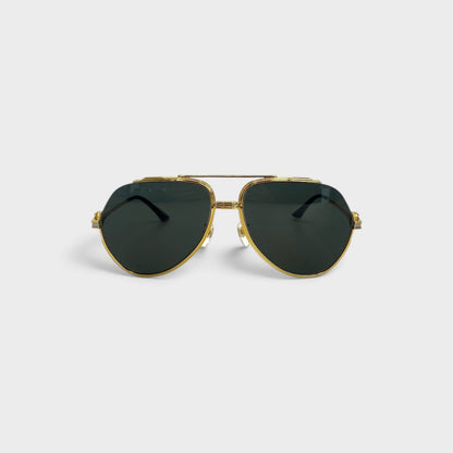 Rounded Frame Sunglasses Gold Black