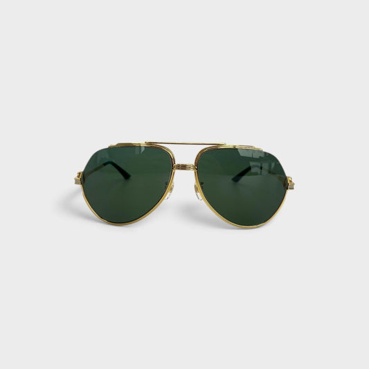 Rounded Main Frame Sunglasses Stainless Steel Green